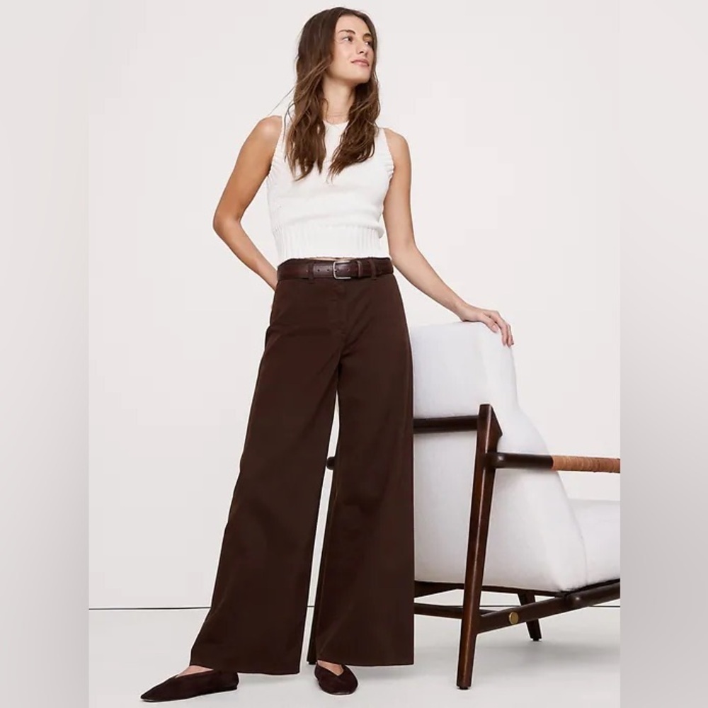 FINAL MARKDOWN NWT! BR High-Rise Wide-Leg Lightweight Stretch-Cotton Pant 🔹🔹